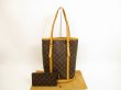 Photo1: LOUIS VUITTON Monogram Leather Brown Tote Bag Bucket GM w/Pouch #4618