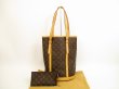 Photo1: LOUIS VUITTON Monogram Leather Brown Tote Bag Bucket GM w/Pouch #4626