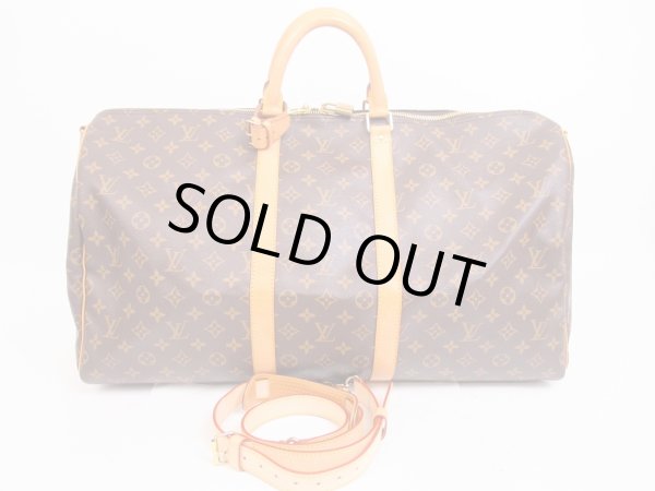 Photo1: LOUIS VUITTON Monogram Leather Brown Gym Bag Keepall 55 Bandouliere #4649