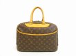 Photo1: LOUIS VUITTON Monogram Leather Brown Hand Bag Purse Deauville #4661