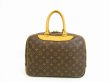 Photo2: LOUIS VUITTON Monogram Leather Brown Hand Bag Purse Deauville #4661