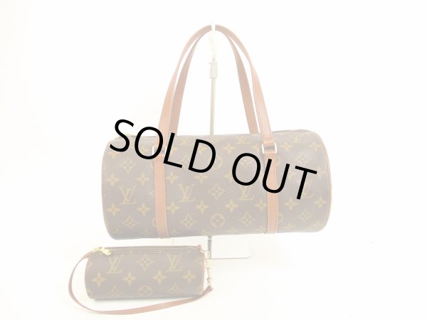 Photo1: LOUIS VUITTON Monogram Leather Brown Hand Bag Papillon 30 w/Pouch #4672