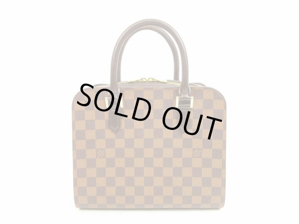 Photo1: LOUIS VUITTON Damier Leather Brown Hand Bag Purse Triana #4686