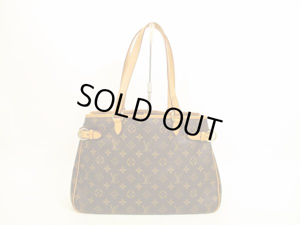 Photo1: LOUIS VUITTON Monogram Leather Brown Tote Bag Batignolles Horizontal #4693