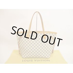 Photo: LOUIS VUITTON Azur Leather White Tote&Shoppers Bag Neverfull MM #4694