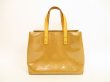 Photo2: LOUIS VUITTON Vernis Beige Patent Leather Hand Bag Purse Reade PM #4716