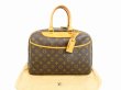 Photo1: LOUIS VUITTON Monogram Leather Brown Hand Bag Boring Vanity Deauville #4728