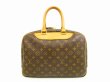 Photo2: LOUIS VUITTON Monogram Leather Brown Hand Bag Boring Vanity Deauville #4728