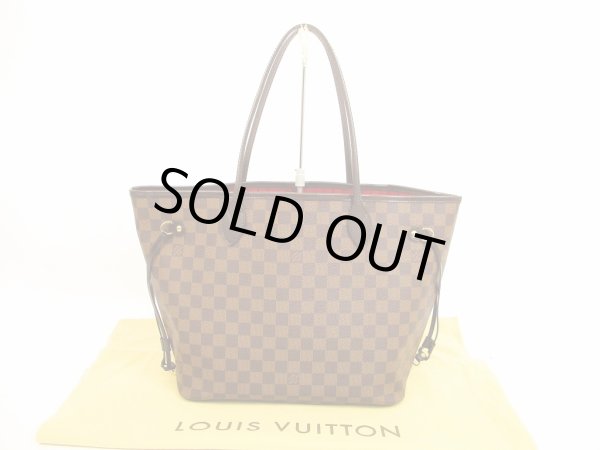 Photo1: LOUIS VUITTON Damier Leather Brown Tote&Shoppers Neverfull MM #4733