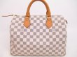 Photo2: LOUIS VUITTON Damier Azur Leather White Hand Bag Purse Speedy30 #4737