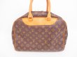 Photo2: LOUIS VUITTON Monogram Leather Brown Hand Bag Boring Vanity Deauville #4751