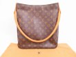 Photo1: LOUIS VUITTON Monogram Leather Brown Shoulder Bag Purse Looping GM #4752