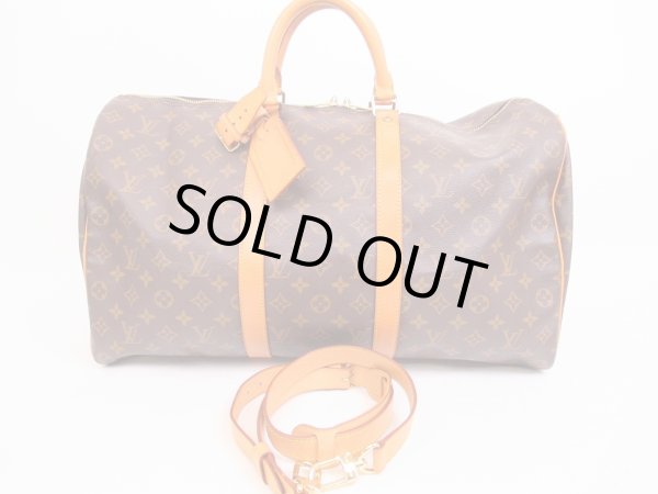 Photo1: LOUIS VUITTON Monogram Leather Brown Gym Bag Keepall 50 Bandouliere #4758