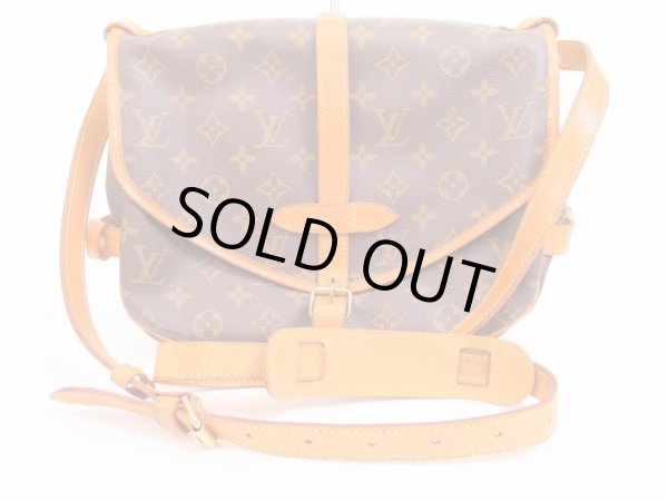 Photo1: LOUIS VUITTON Monogram Leather Brown Cross-body Bag Saumur MM 30 #4760