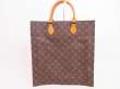 Photo1: LOUIS VUITTON Monogram Leather Brown Hand Bag Tote Bag Sac Plat #4765