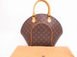 Photo1: LOUIS VUITTON Monogram Leather Brown Hand Bag Purse Ellipse MM #4772