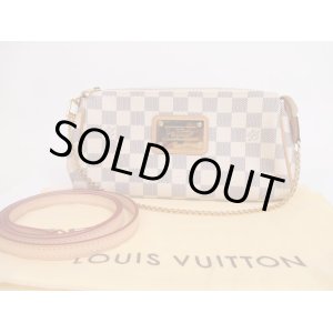 Photo: LOUIS VUITTON Azur Leather White Evening Bag Pochette Eva W/Strap #4776