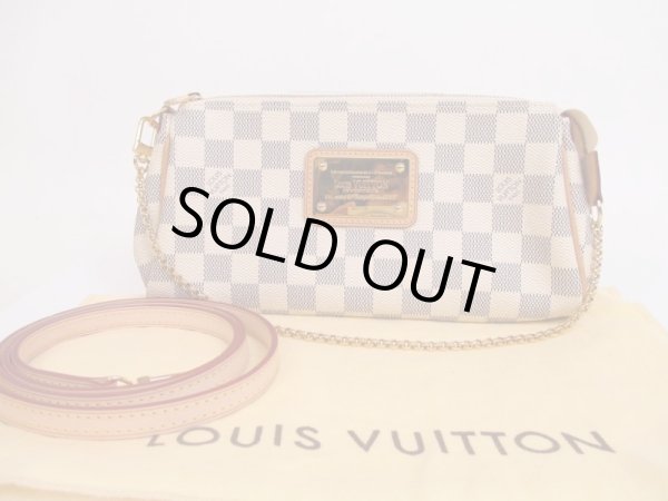 Photo1: LOUIS VUITTON Azur Leather White Evening Bag Pochette Eva W/Strap #4776