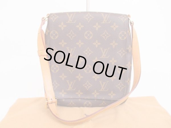 Photo1: LOUIS VUITTON Monogram Leatger Brown Shoulder Bag Musette Salsa Short #4803