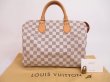 Photo1: LOUIS VUITTON Damier Azur Leather White Hand Bag Purse Speedy30 #4808