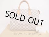 Photo: LOUIS VUITTON Damier Azur Leather White Hand Bag Purse Speedy30 #4808