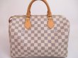 Photo2: LOUIS VUITTON Damier Azur Leather White Hand Bag Purse Speedy30 #4808