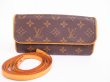 Photo1: LOUIS VUITTON Monogram Leather Brown Waist Packs Pochette Twin PM #4810