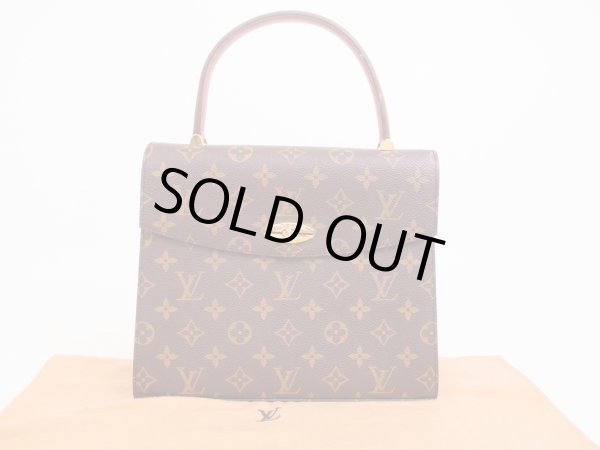 Photo1: LOUIS VUITTON Monogram Leather Brown Hand Bag Purse Malesherbes #4816