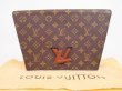 Photo1: LOUIS VUITTON Special Order Monogram Leather Brown Clutch Bag Purse Trapeze #4821