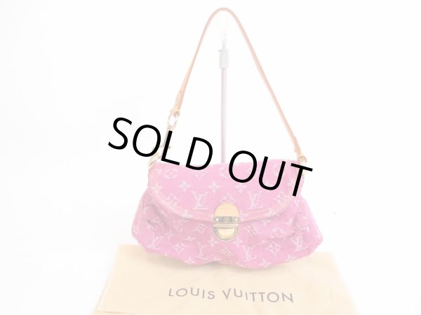 Photo1: LOUIS VUITTON Monogram Denim Pink Shoulder Bag Pouch Mini Pleaty #4825