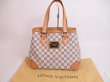 Photo1: LOUIS VUITTON Azur Leather White Tote Bag Purse Hampstead MM #4826