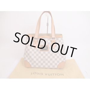 Photo: LOUIS VUITTON Azur Leather White Tote Bag Purse Hampstead MM #4826