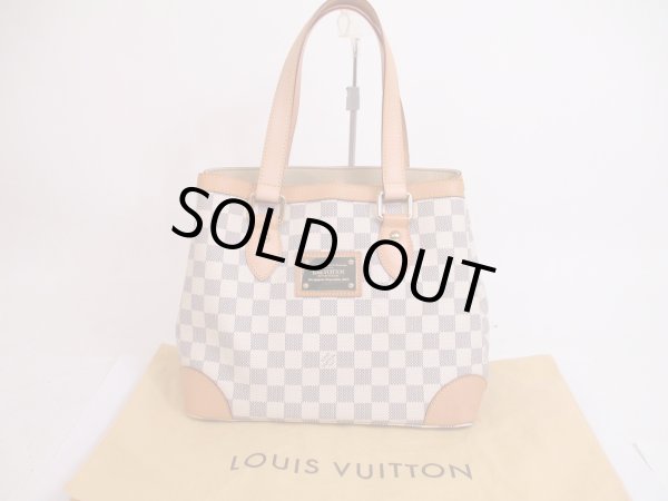 Photo1: LOUIS VUITTON Azur Leather White Tote Bag Purse Hampstead MM #4826