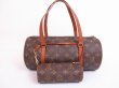 Photo1: LOUIS VUITTON Monogram Leather Brown Hand Bag Papillon 30 w/Pouch #3836