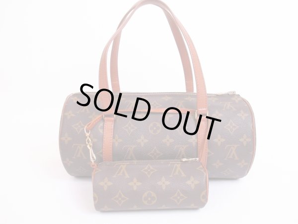 Photo1: LOUIS VUITTON Monogram Leather Brown Hand Bag Papillon 30 w/Pouch #3836