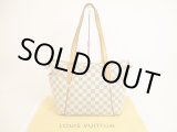 Photo: LOUIS VUITTON Damier Azur White Leather Shoppers Bag Purse Totally PM #4860