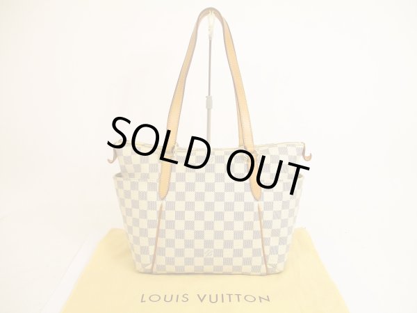 Photo1: LOUIS VUITTON Damier Azur White Leather Shoppers Bag Purse Totally PM #4860