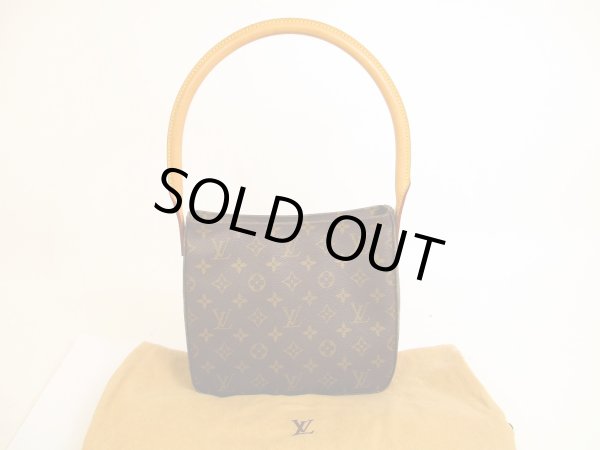 Photo1: LOUIS VUITTON Monogram Leather Brown Shoulder Bag Looping MM #4866