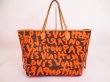 Photo1: LOUIS VUITTON Graffiti Monogram Leather Orenge Tote Bag Neverfull #4884