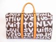 Photo1: LOUIS VUITTON Monogram Leather Graffiti White Boston Bag Keepall 50 #4885