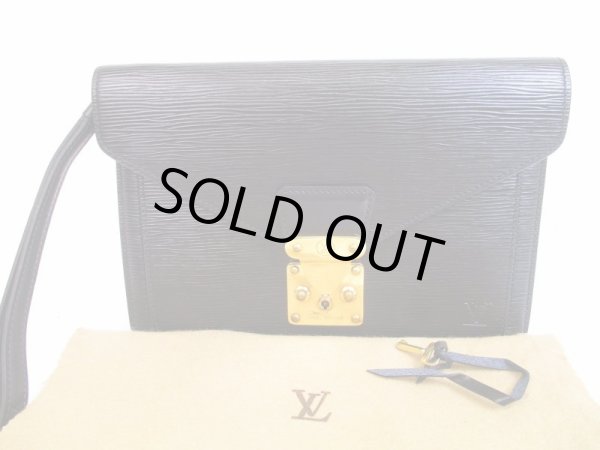 Photo1: LOUIS VUITTON Epi Leather Blacks Clutch Bag Sellier Dragonne #4897