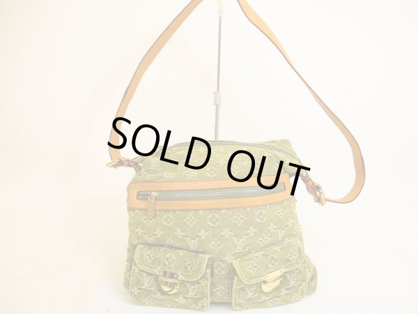 Photo1: LOUIS VUITTON Monogram Denim Khaki Shoulder Bag Baggy GM #4900