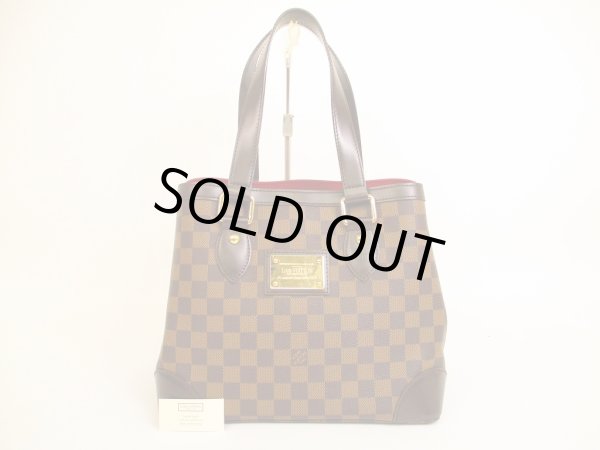 Photo1: LOUIS VUITTON Damier Leather Brown Tote Bag Purse Hampstead PM #4910