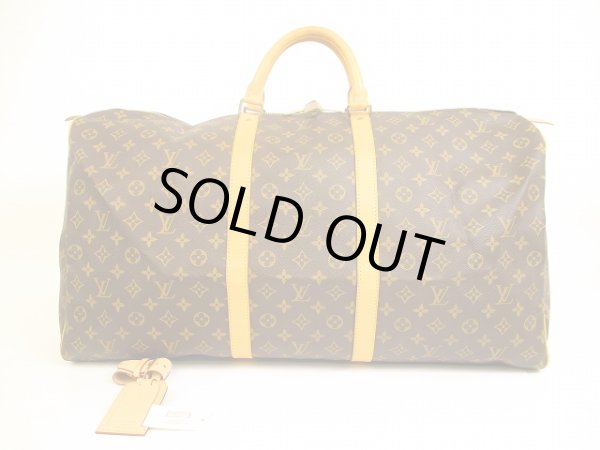 Photo1: LOUIS VUITTON Monogram Leather Brown Duffle&Gym Bag Keepall 60 #4915