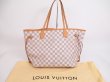 Photo1: LOUIS VUITTON Azur Leather White Tote&Shoppers Bag Neverfull MM #4923