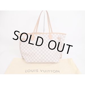 Photo: LOUIS VUITTON Azur Leather White Tote&Shoppers Bag Neverfull MM #4923