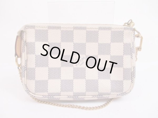 Photo1: LOUIS VUITTON Azur Leather White Chain Pouch Accessories Pouch #4933