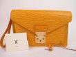 Photo1: LOUIS VUITTON Epi Leather Yellow Clutch Bag Sellier Dragonne #4941