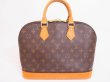 Photo2: LOUIS VUITTON Monogram Leather Brown Hand Bag Purse Alma #4956