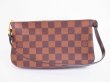 Photo1: LOUIS VUITTON Damier Leather Brown Accessories Pouch Pochette #4977